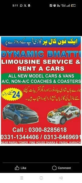 Rent A Car Self Drivers & With Driver | Car Rental | Service Karachi 7