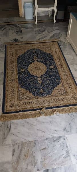 Traditional Blue Turkish Rug for Bedroom | good condition 0