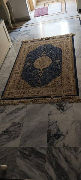 Traditional Blue Turkish Rug for Bedroom | good condition 1