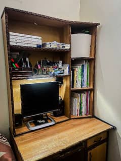 Hard Wood Office Desk with Racks