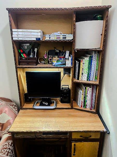 Hard Wood Office Desk with Racks 1