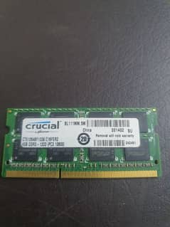 | CRUCIAL 8 GB LAPTOP RAM KIT | 2x4GB STICKS | DDR3 1333 Mhz | 0