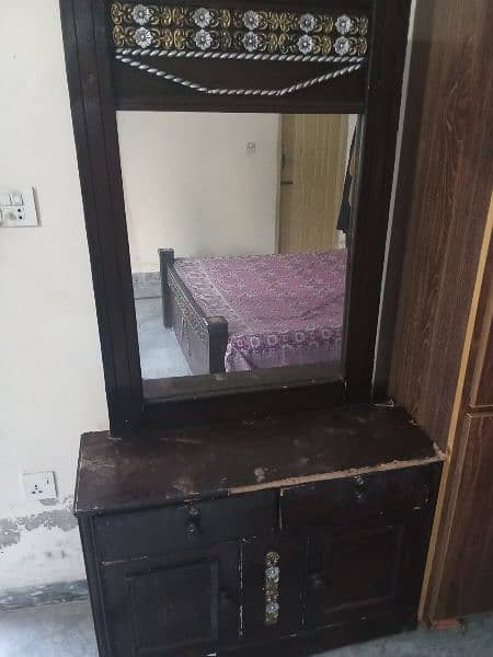 bed with side table and small dressing table without matress 0