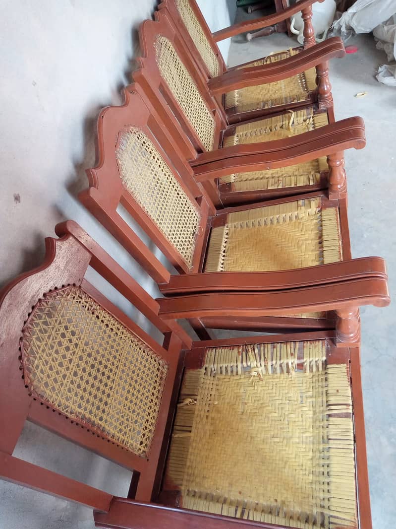 4 Pure Heavy Wooden Chairs + 1 wooden janamaz 4