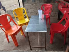 Chair's, Table, Steel Table, and wooden benches 0