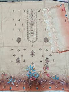 digital lilan with cutwork dupatta