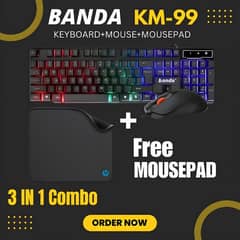 Banda KM-99 Best Gaming Combo RGB Gaming Keyboard, Mouse And MousePad