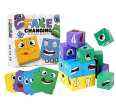 Fun Face Puzzle Cube Children Wooden Face Changing Cube Game 0