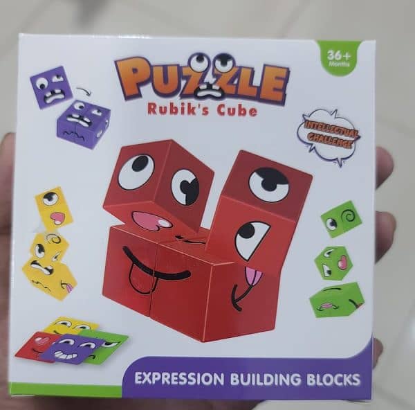 Fun Face Puzzle Cube Children Wooden Face Changing Cube Game 6