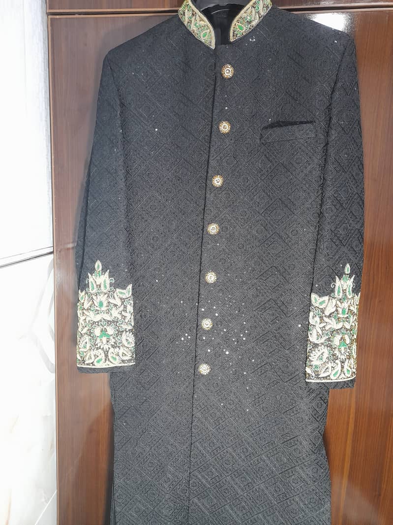 Black Sherwani with Free Khusa and Free Qula 1