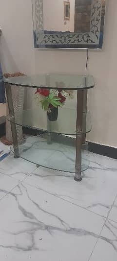 Glass Trolley with 3 glass shelves