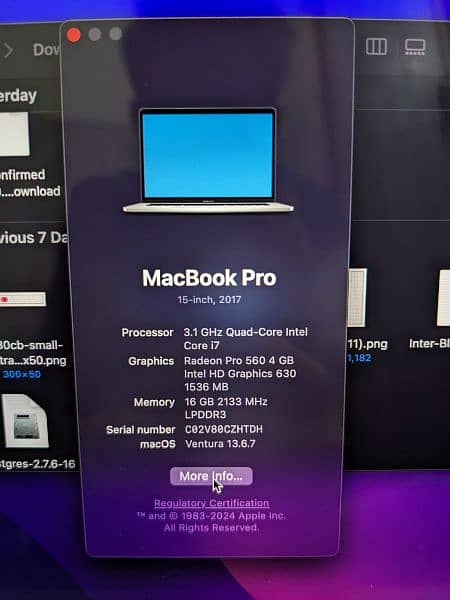 Macbook Pro 2017 15" 1 TB Storage Core i7 5