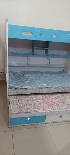 Imported Italian Kids Tripple Bed with side Stairs