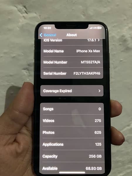 iphone xsmax 265Gb Pta approved battry 82 4