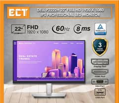 22" Inch Dell P2222H Borderless 2022 Model IPS LED Monitor HDMI