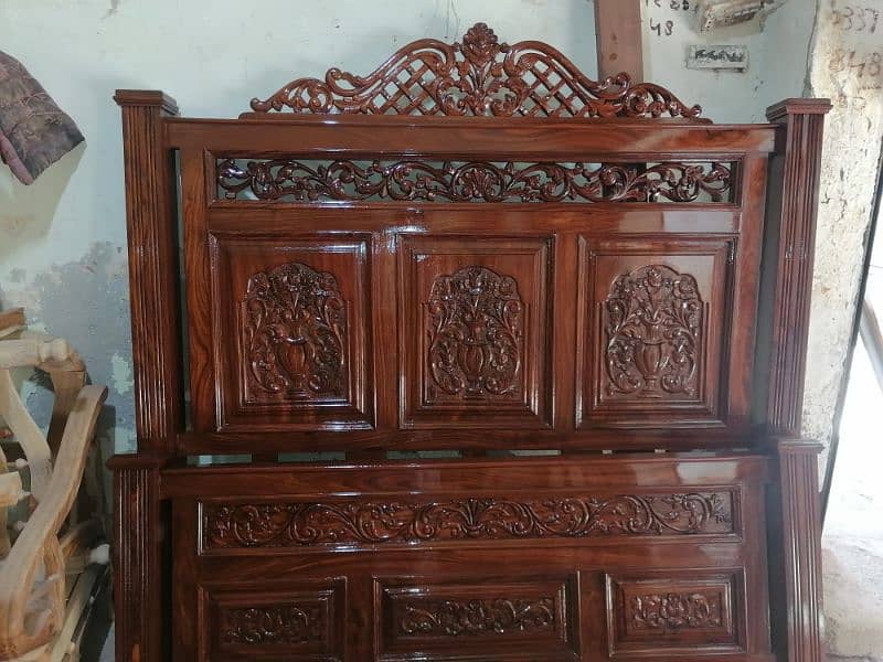 "Handcrafted Solid Wood Bed Frame" 1