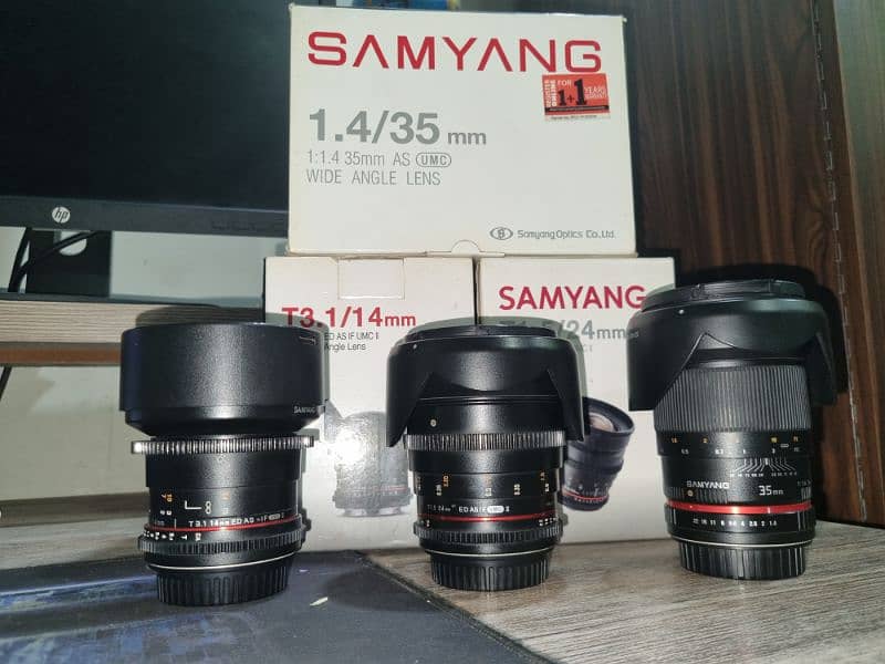 Samyang Lenses for Sale 14mm 3.1, 34mm 1.4, 35mm 1.4 1