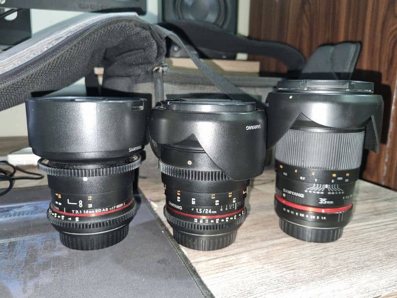 Samyang Lenses for Sale 14mm 3.1, 34mm 1.4, 35mm 1.4 2