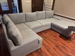 Solid wood 6 seater sofa with foot bed 0