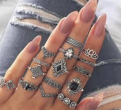 15 pcs Trendy Rings Set for Girls