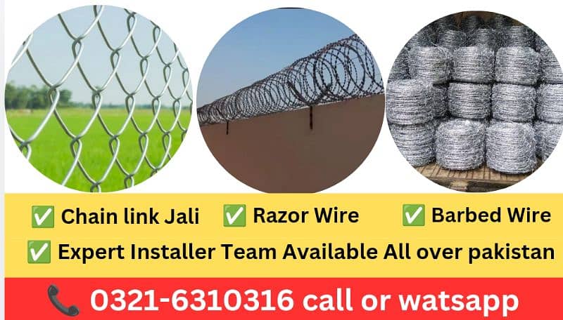 Razor wire Barbed wire Security wire jali Chainlink fence 0