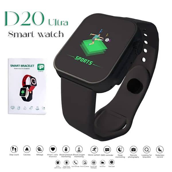 D20 Ultra Smart Watch Heart Rate Blood Pressure 0