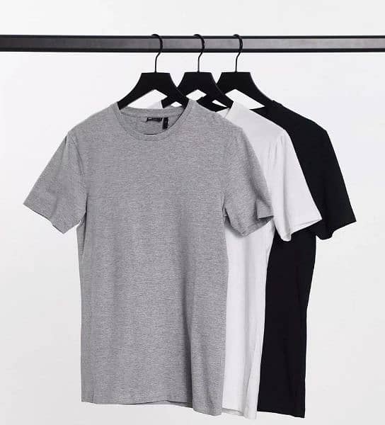 3 PCs Men's cotton plain T_ Short 3