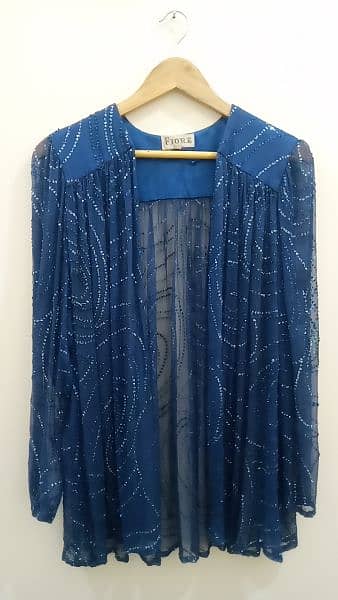 Blue chiffon Tarri work Gown 1