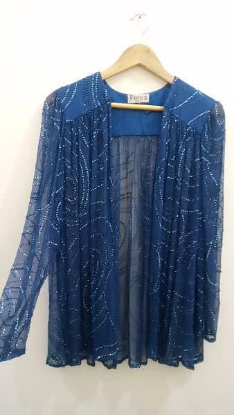 Blue chiffon Tarri work Gown 2