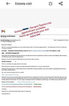 Romania appointment available/travel and visa