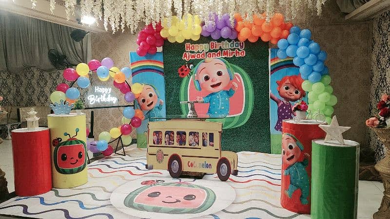 birthday decore/baloon decore/aqeeqa decor/jumping/magic show 12