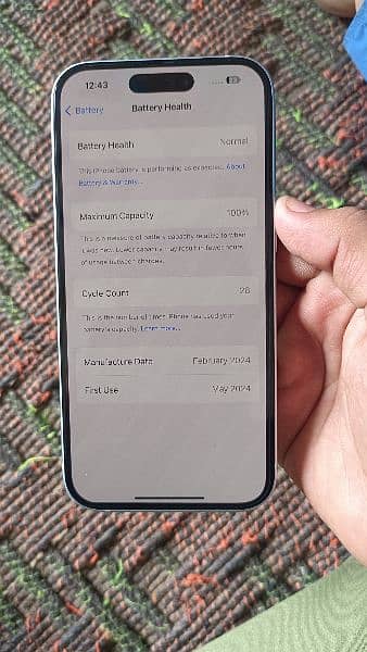 iPhone 15 (JV) 128gb battery health 100% condition 10/10   cycle 26 7