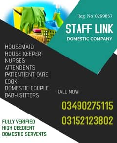 Maids / House Maids / Couple / Patient Care / Nanny / Baby Sitter Coo