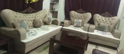 5 seater king sofa set together with center table and 2 small tables