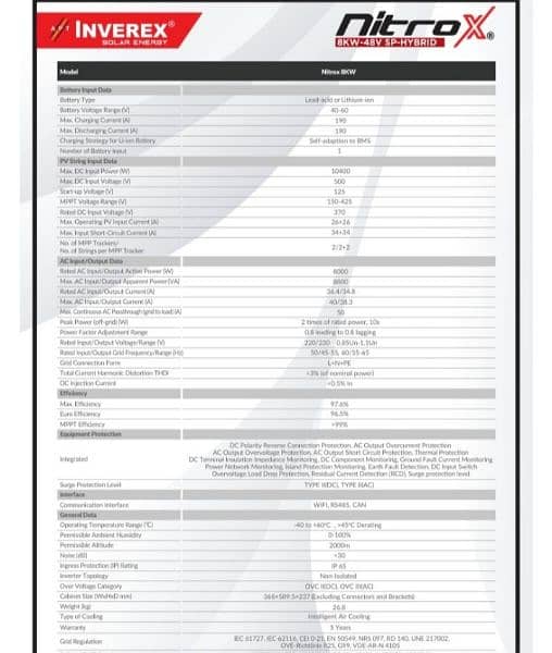 Nitrox 8kw Hybrid Solar Inverter IP65 3