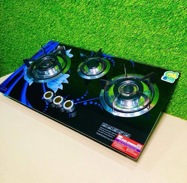 3 Burner Auto Glass Model 3 China Stove (Tempered Glass Blue Flame) 2