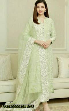 3 PCs women's unstitched lawn embroidered suit