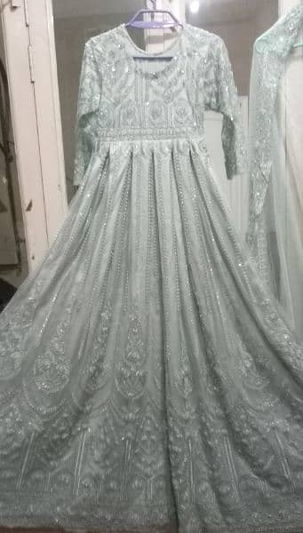 Olive colour long tail bridal walima maxi 1