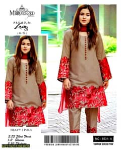 3 Pcs lawn Embroidered Women suit