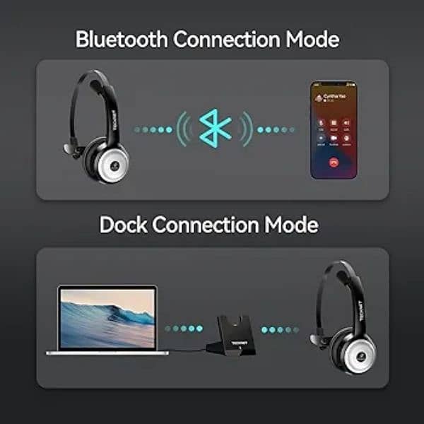 TECKNET Bluetooth Wireless Headphones Microphones noice cancelling 3