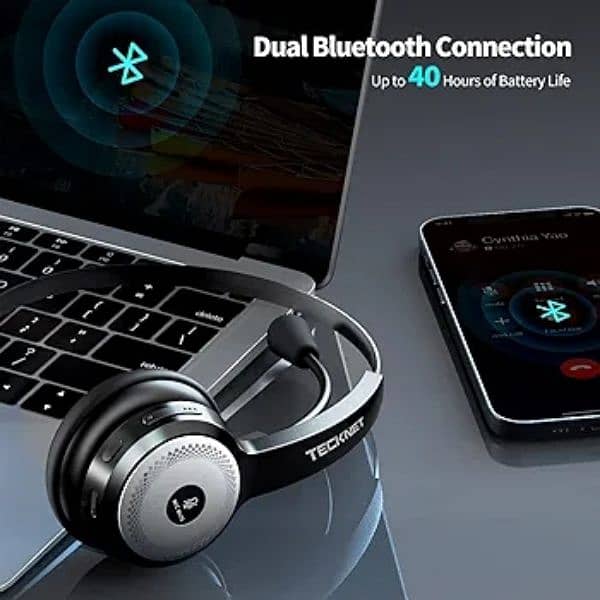 TECKNET Bluetooth Wireless Headphones Microphones noice cancelling 5