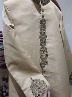 Kathan Silk Sherwani for Groom Golden Color