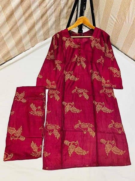 2 PCs woman stitched linen embroidered suit 11