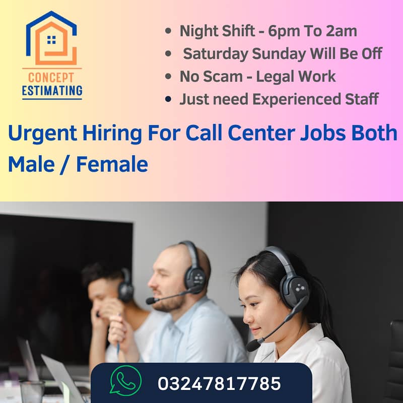 Urgent Hiring for Call Center jobs both Male / Female 0