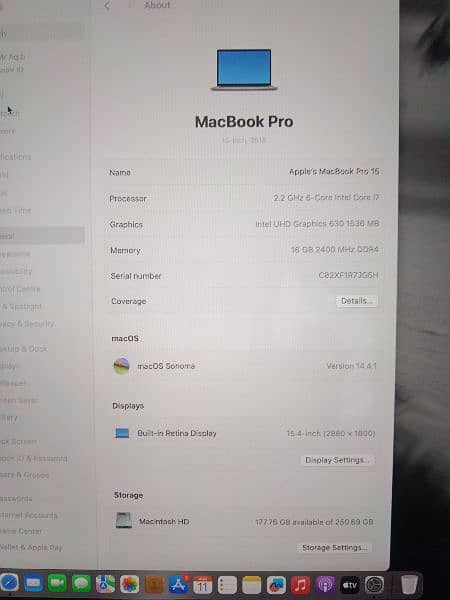 MacBook pro 15 inch 2018 Model 5