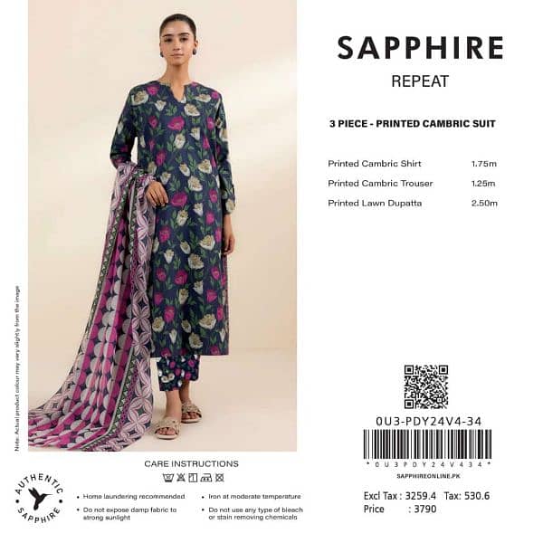 Sapphire 3pc cambric beautiful printss 1