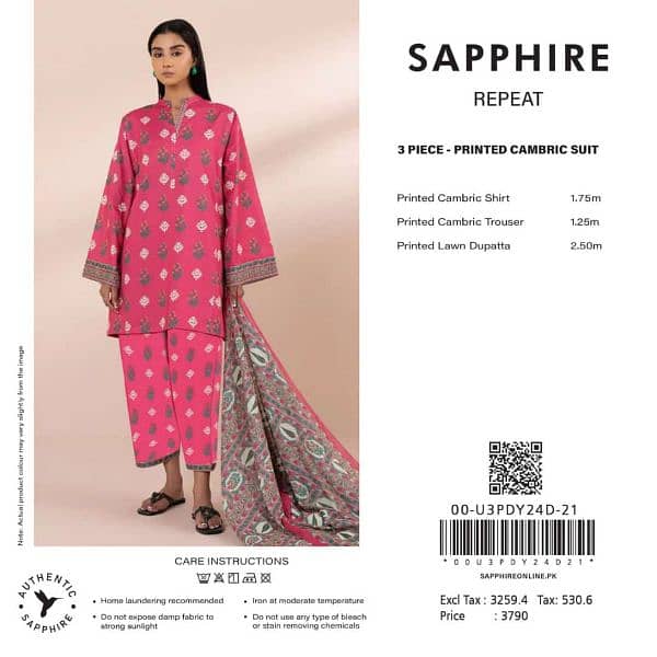 Sapphire 3pc cambric beautiful printss 2