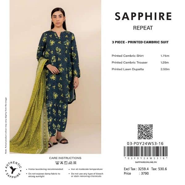 Sapphire 3pc cambric beautiful printss 4