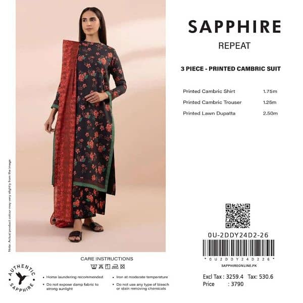 Sapphire 3pc cambric beautiful printss 5