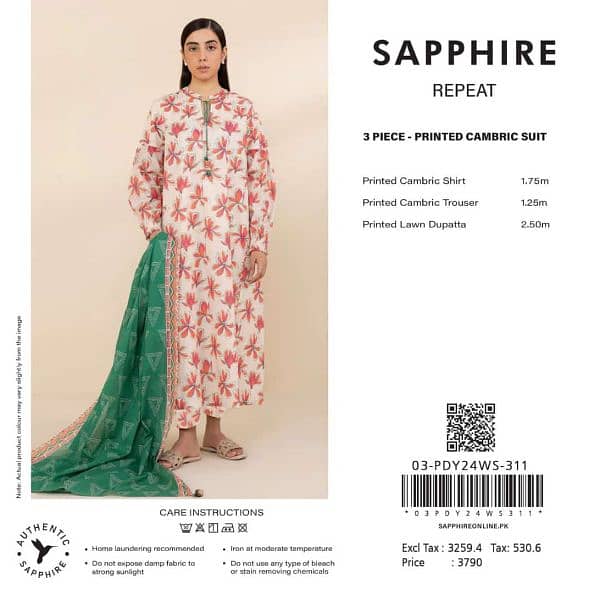 Sapphire 3pc cambric beautiful printss 7